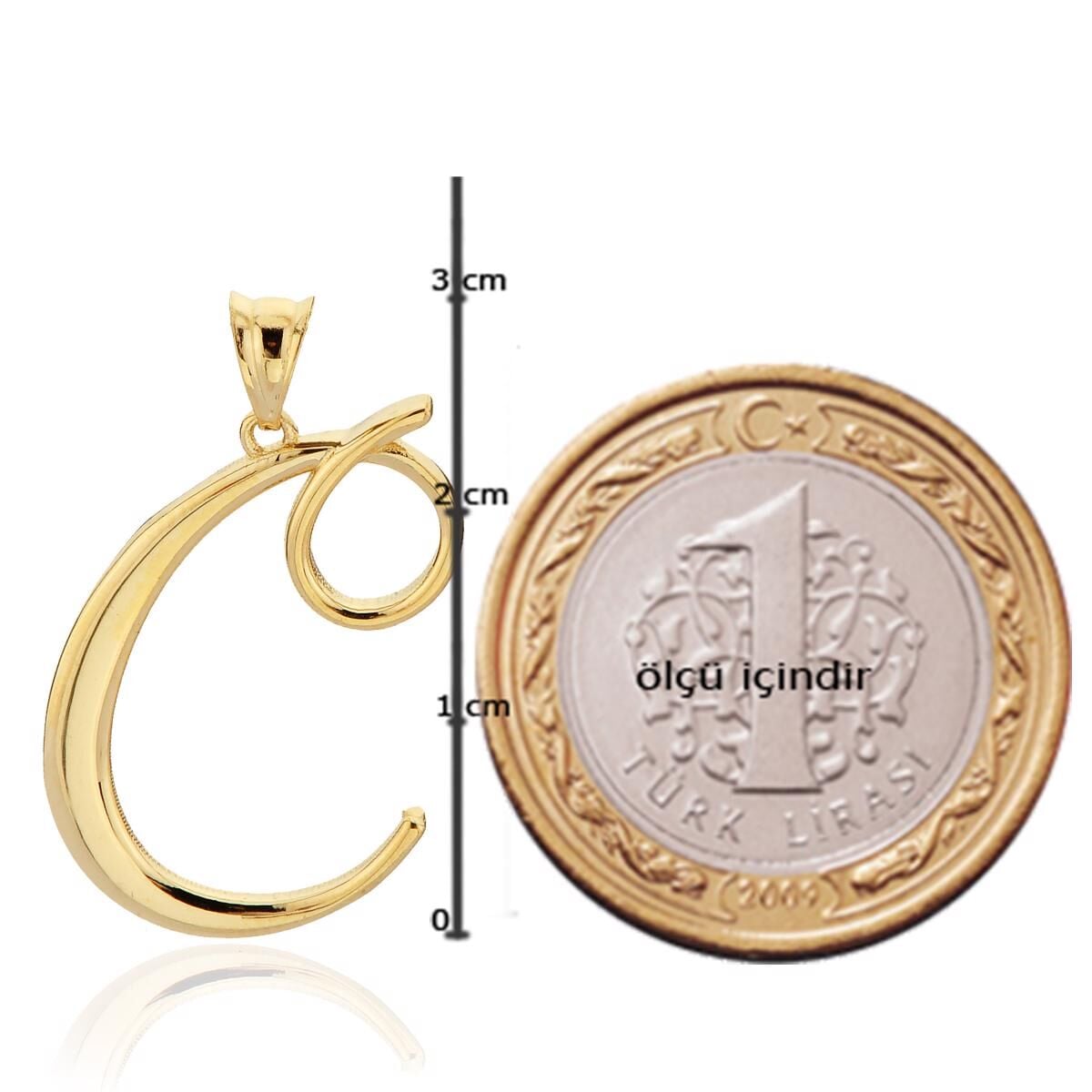 14K Yellow Gold C Initial Pendant