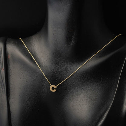 14K Yellow Gold Minimalist Initial C Necklace