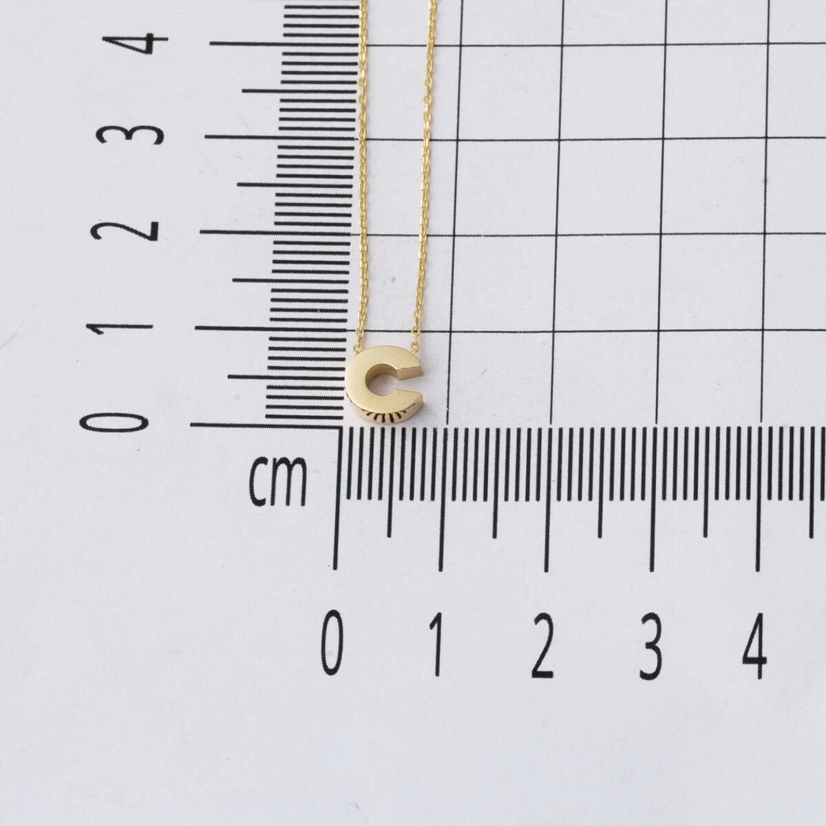 14K Yellow Gold Minimalist Initial C Necklace