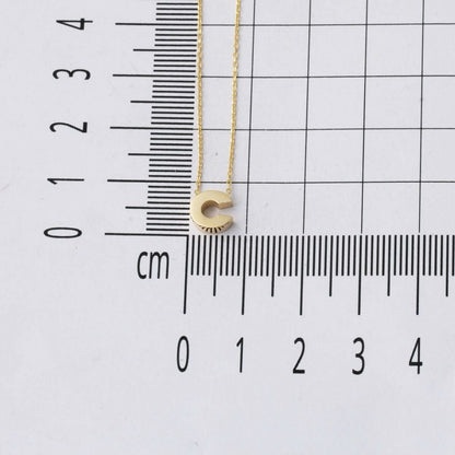 14K Yellow Gold Minimalist Initial C Necklace
