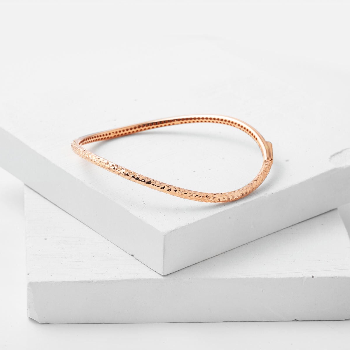 14K Rose Gold Wavy Modern Bangle