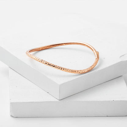 14K Rose Gold Wavy Modern Bangle