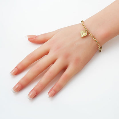 14K Yellow Gold Heart Charm Chain Bracelet