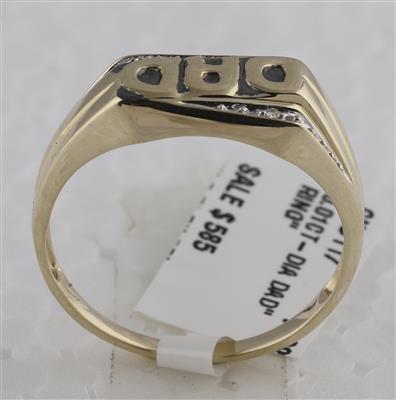 10k Yellow Gold Round Diamond Dad Father Ring .01 Cttw