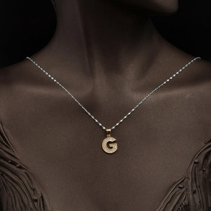 14K Yellow Gold G Initial Cubic Zirconia Pendant