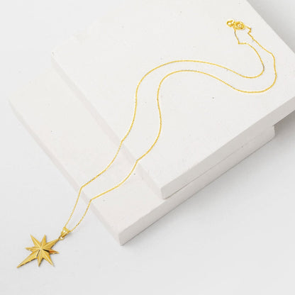 14K Yellow Gold Polar Star Necklace