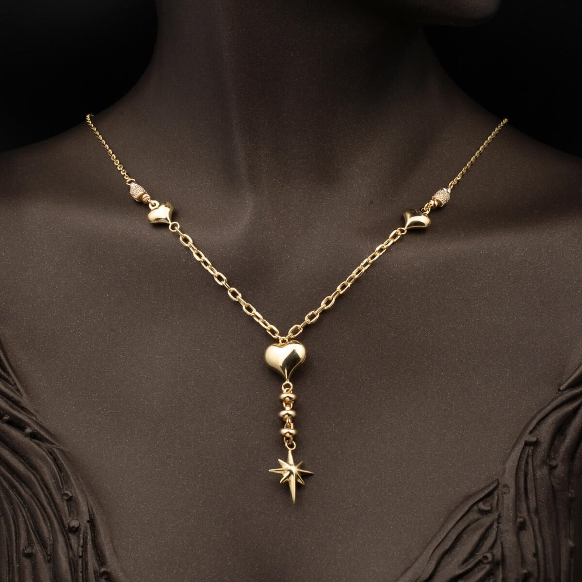 14K Yellow Gold Star of My Heart Designer Inspired Cubic Zirconia Jewelry Set