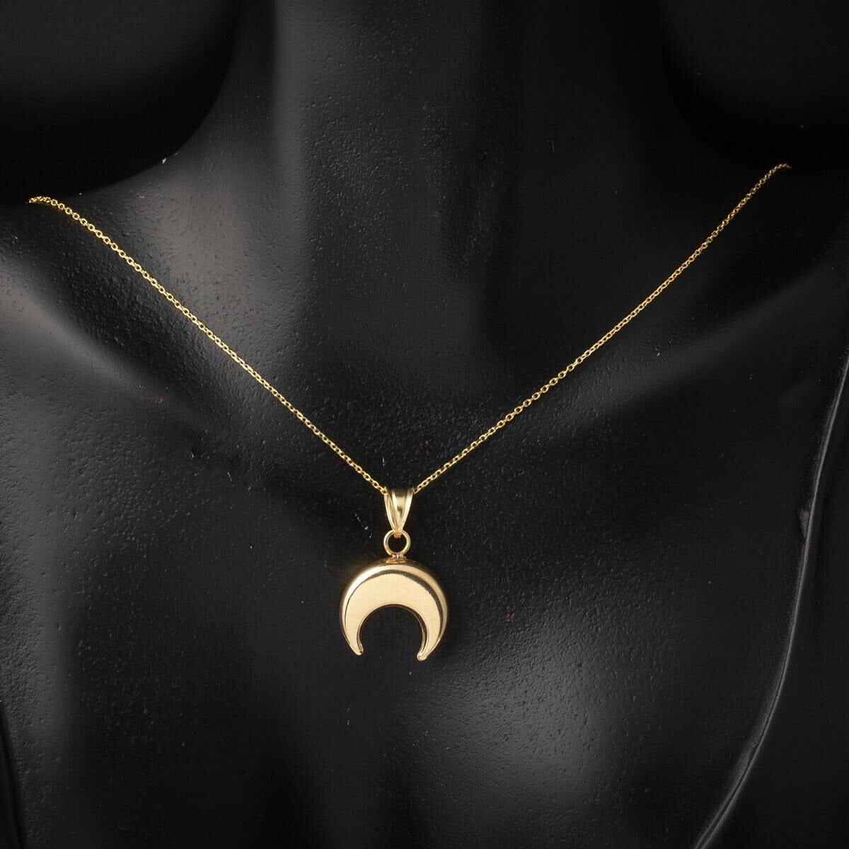 14K Yellow Gold Crescent Necklace
