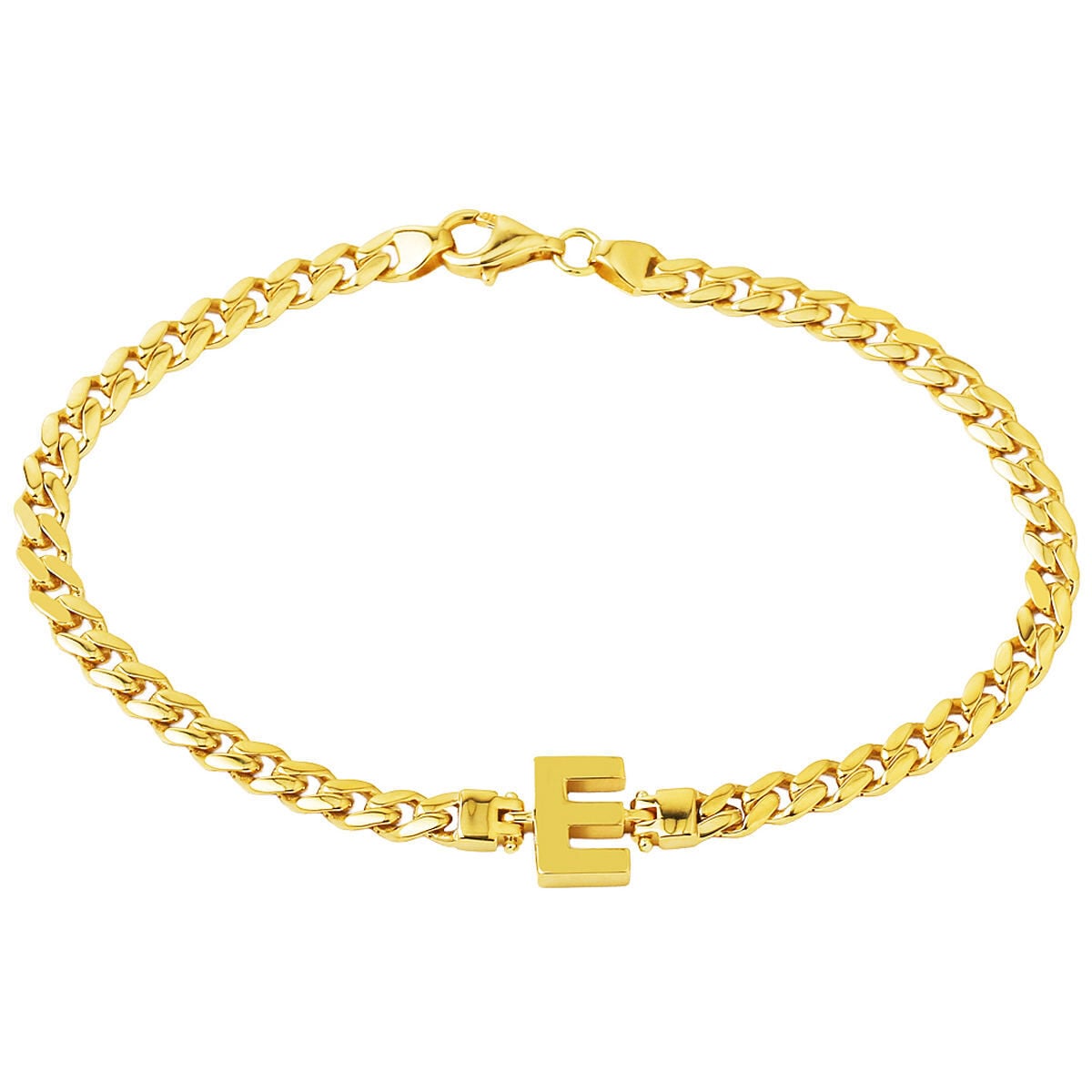 14K Yellow Gold Initial E Curb Bracelet (4.68 g)