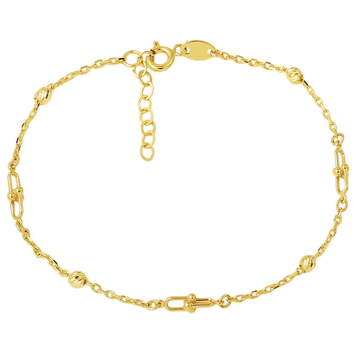 14K Yellow Gold Designer Inspired Gold Bead Bracelet