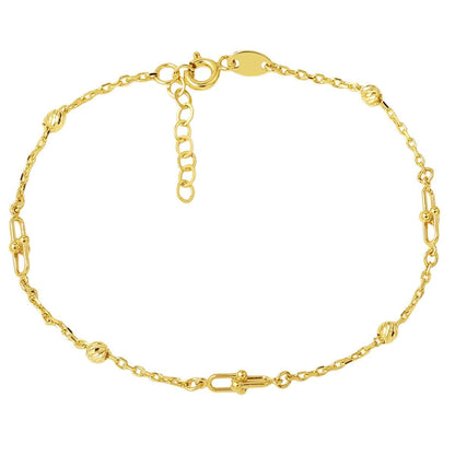 14K Yellow Gold Designer Inspired Gold Bead Bracelet