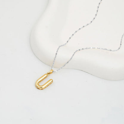 14K Yellow Gold Balloon Initial U Pendant