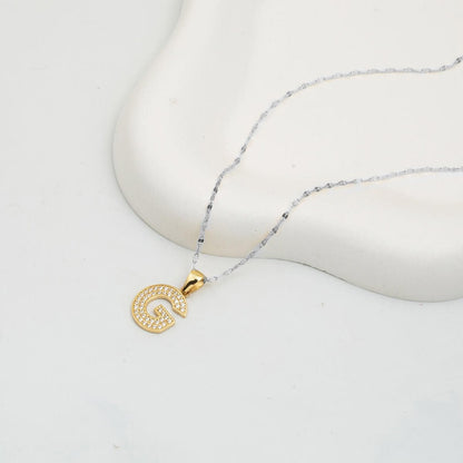 14K Yellow Gold G Initial Cubic Zirconia Pendant