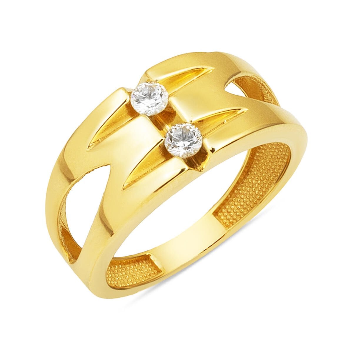14K Yellow Gold Modern Women's Cubic Zirconia Ring