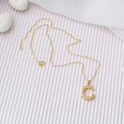 14K Yellow Gold Classic C Initial Necklace