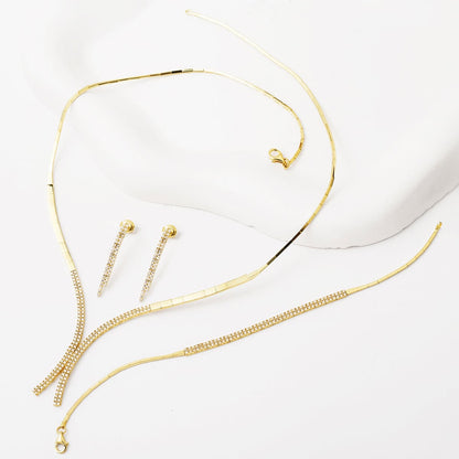 14K Yellow Gold Tennis Wedding Cubic Zirconia Set