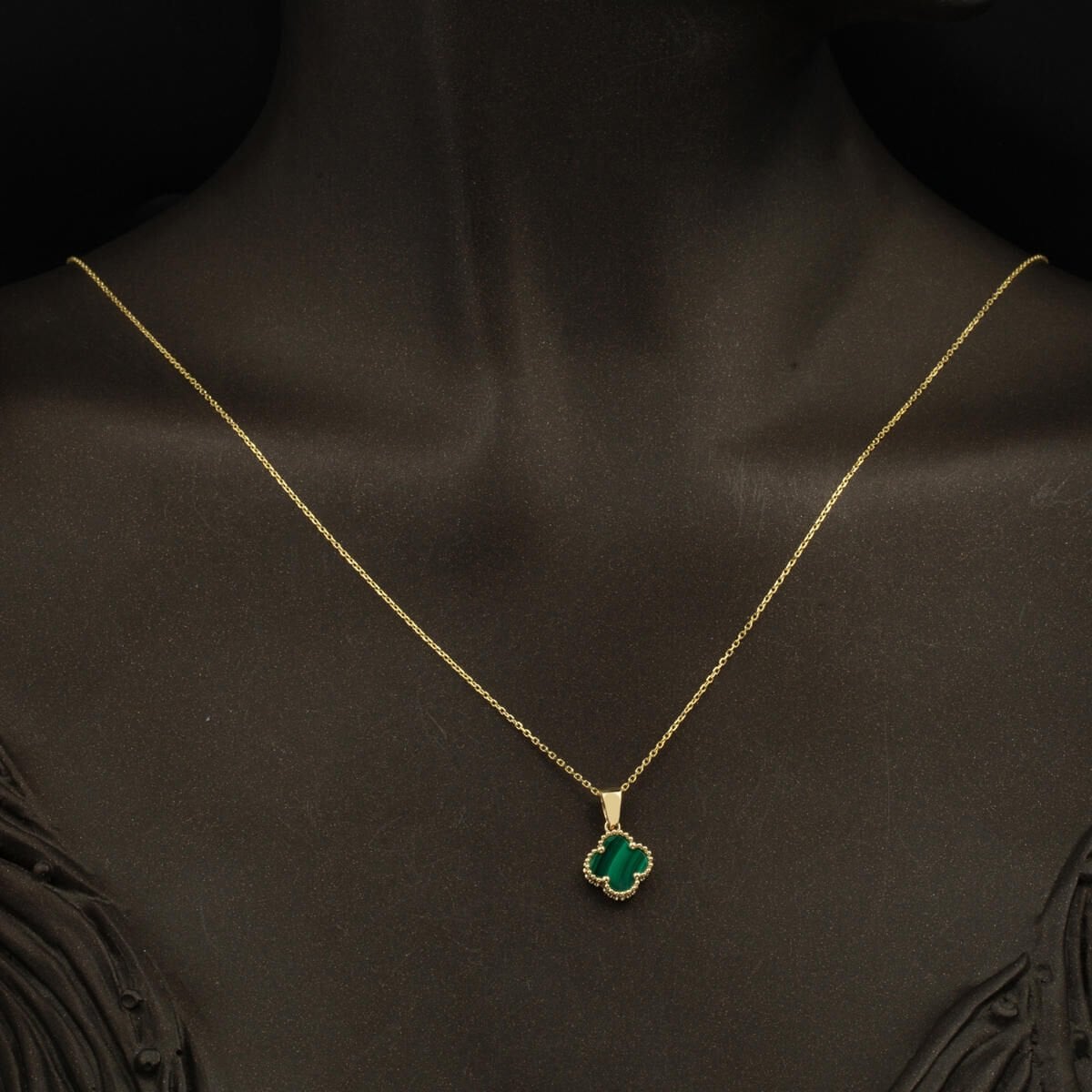 14K Yellow Gold Clover Green Cubic Zirconia Jewelry Set (5.8 g)