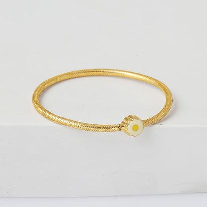 14K Yellow Gold Daisy Italian Children's Bangle
