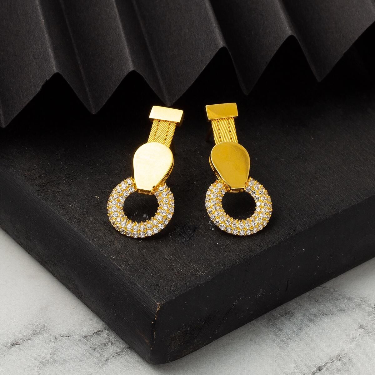 14K Yellow Gold Suna Trabzon Mesh Cubic Zirconia Set