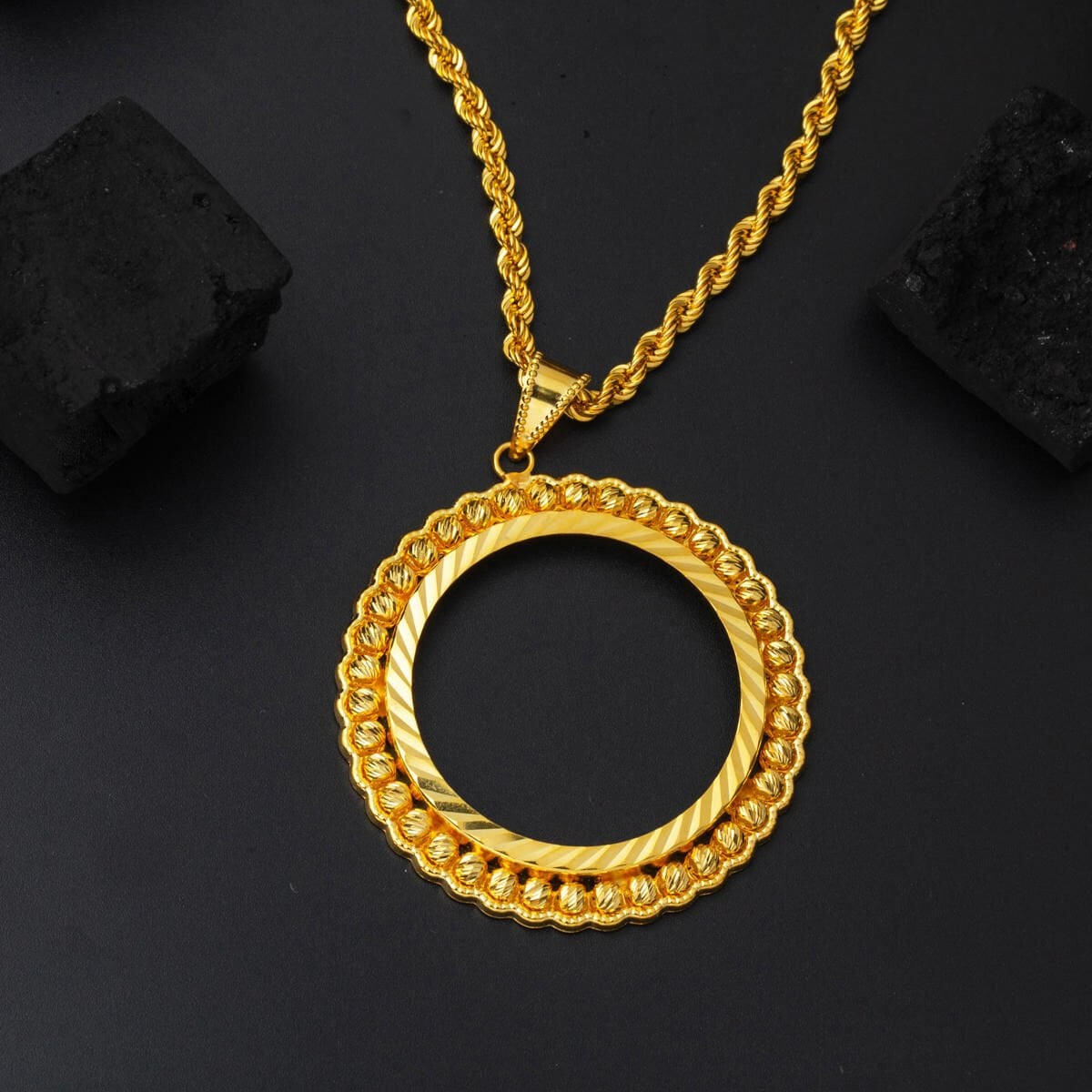 14K Yellow Gold Full Bezel Necklace
