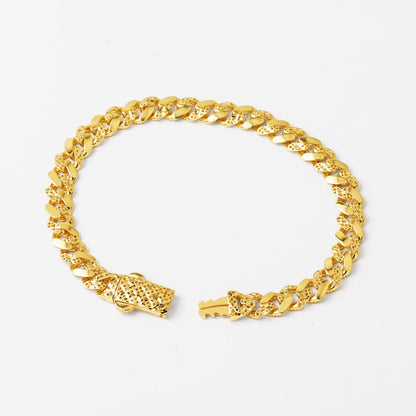 14K Yellow Gold Flower of Life Curb Bracelet