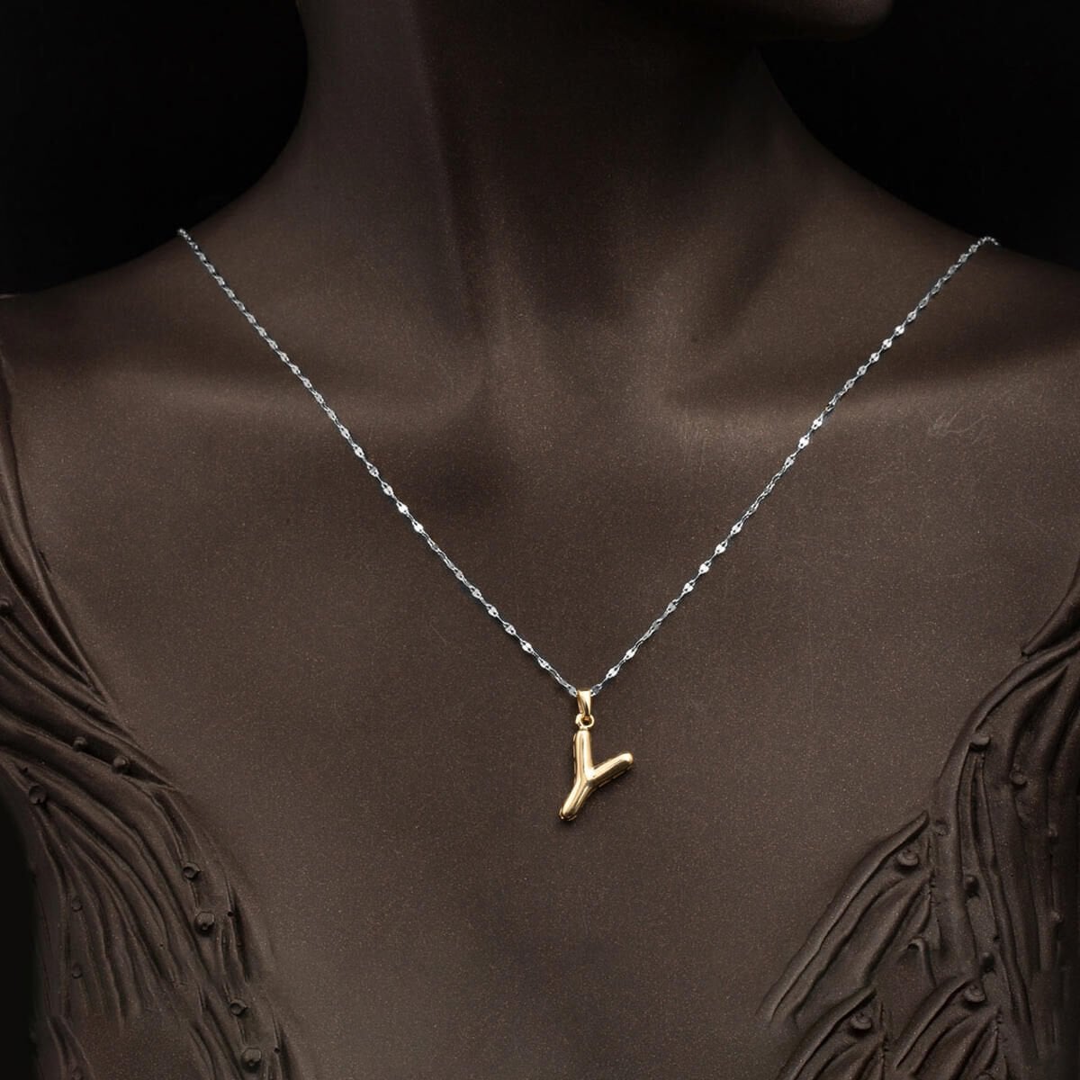 14K Yellow Gold Balloon Shaped Y Initial Pendant