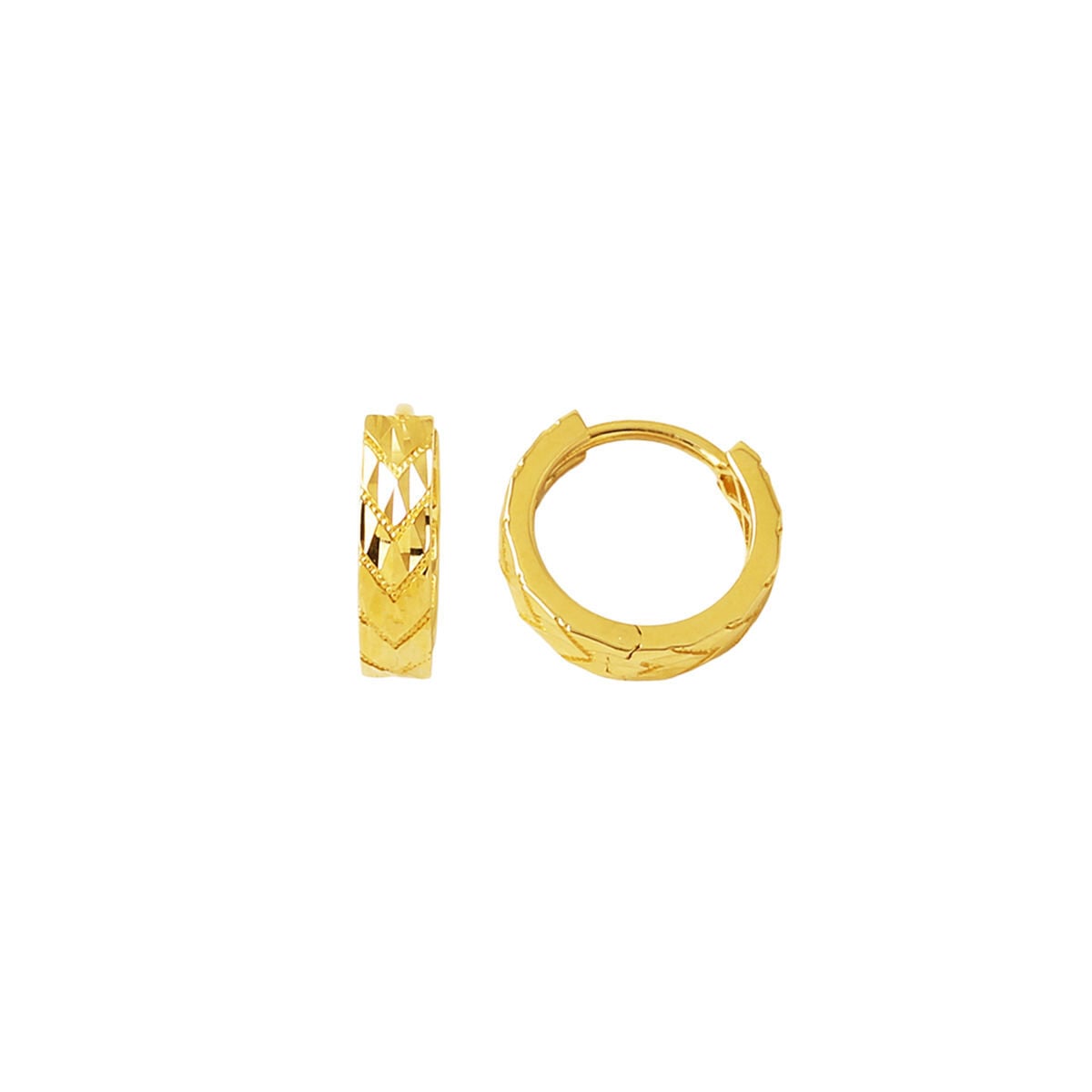 14K Yellow Gold Arrow Design Hoop Earrings
