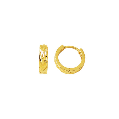 14K Yellow Gold Arrow Design Hoop Earrings