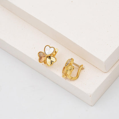 14K Yellow Gold Tria Heart Earrings