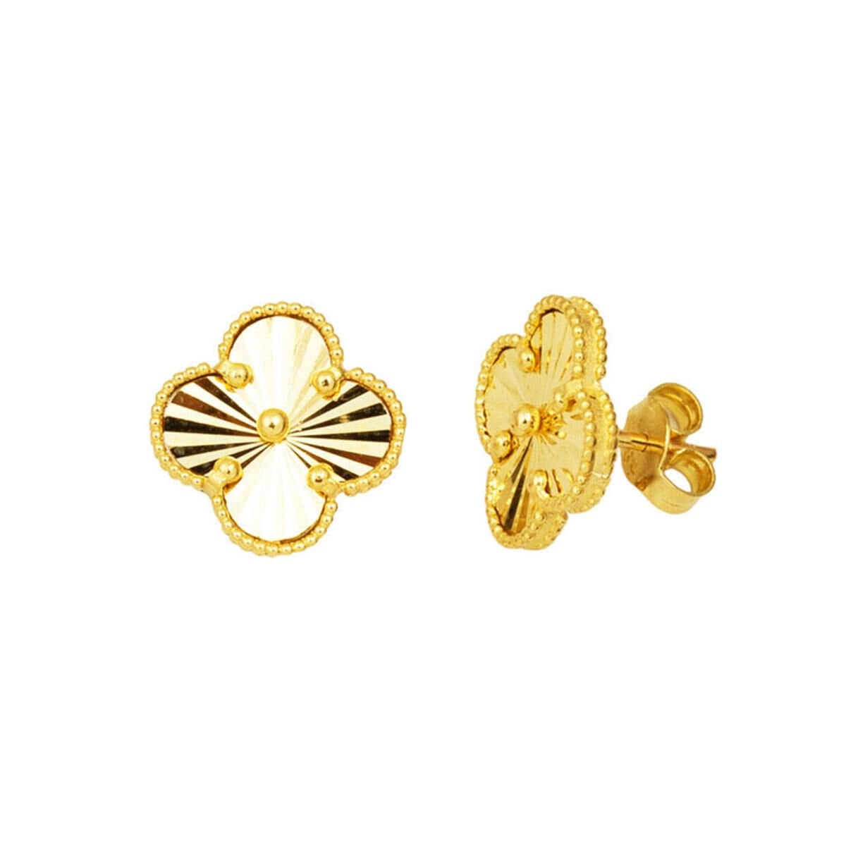 14K Yellow Gold Clover Medium Clip-On Earrings