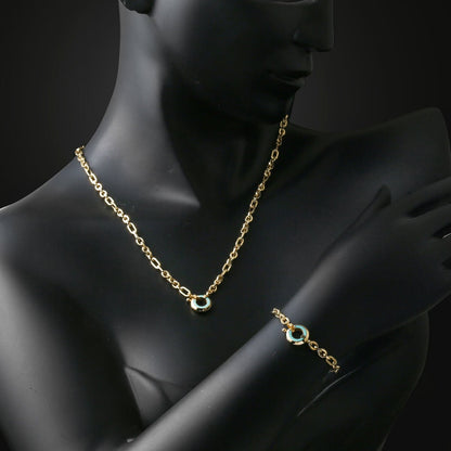 14K Yellow Gold Turkuaz Hoop Jewelry Set