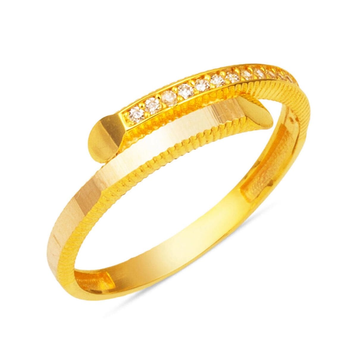 14K Yellow Gold Studded Ajda Cubic Zirconia Ring