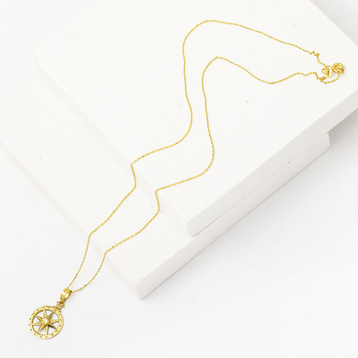14K Yellow Gold Compass Pendant