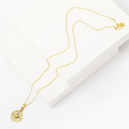 14K Yellow Gold Compass Pendant