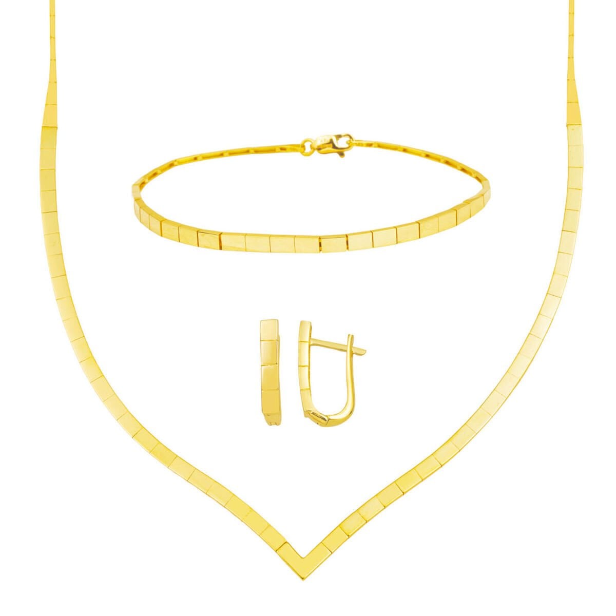 14K Yellow Gold Chevron Jewelry Set