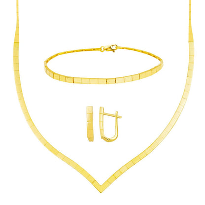 14K Yellow Gold Chevron Jewelry Set