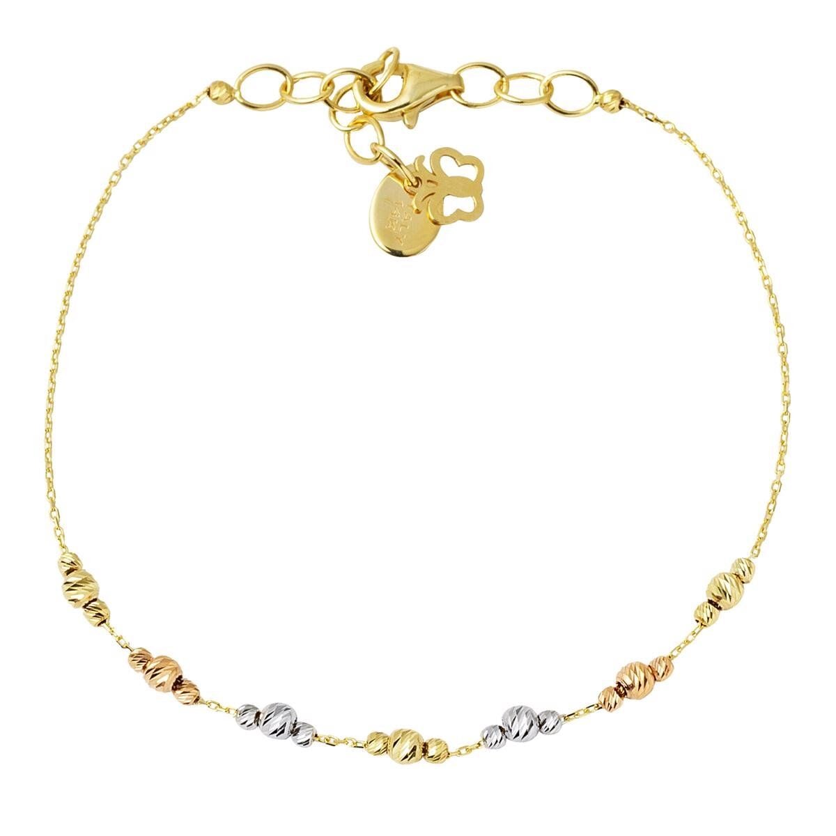 14K Yellow Gold Colored Gold Bead Double Set