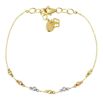 14K Yellow Gold Colored Gold Bead Double Set