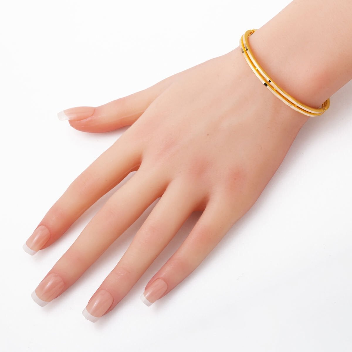 14K Yellow Gold Two Row Ajda Hinged Cuff Bangle