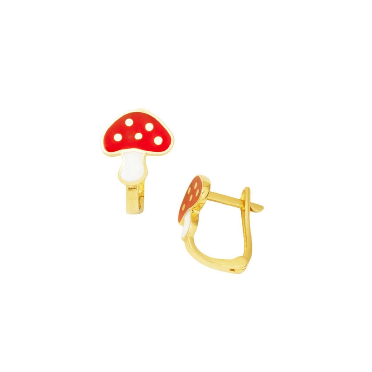 14K Yellow Gold Mushroom Children's Earrings