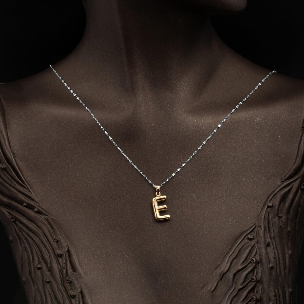 14K Yellow Gold Balloon Initial E Pendant