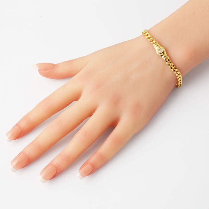 14K Yellow Gold Curb Moissanite Bracelet 0.50 Ct