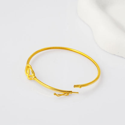 14K Yellow Gold Ajda Knot Hinged Cuff Bangle