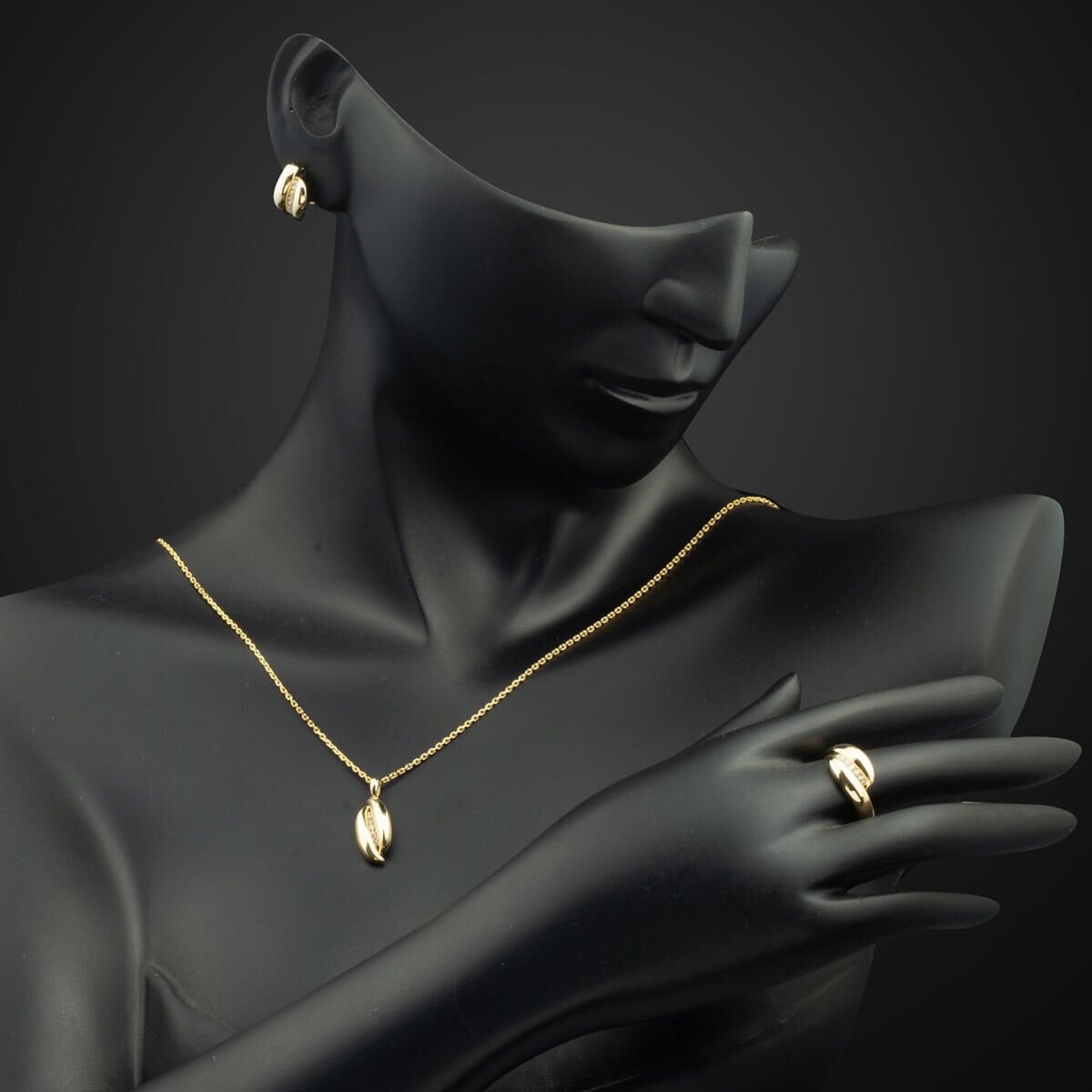 14K Yellow Gold Italian Cubic Zirconia Jewelry Set