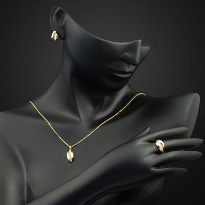 14K Yellow Gold Italian Cubic Zirconia Jewelry Set