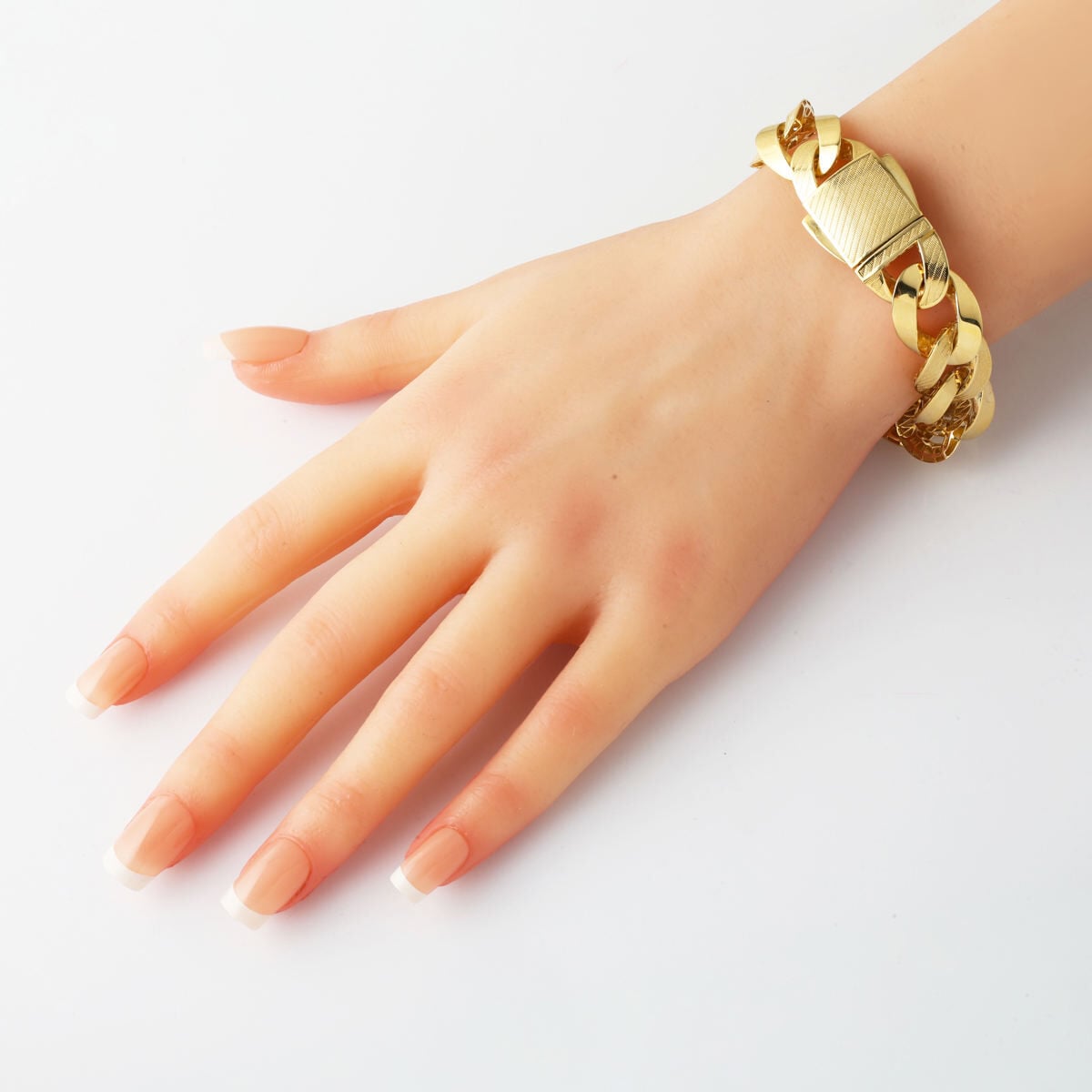 14K Yellow Gold Mesh Detail Curb Bracelet