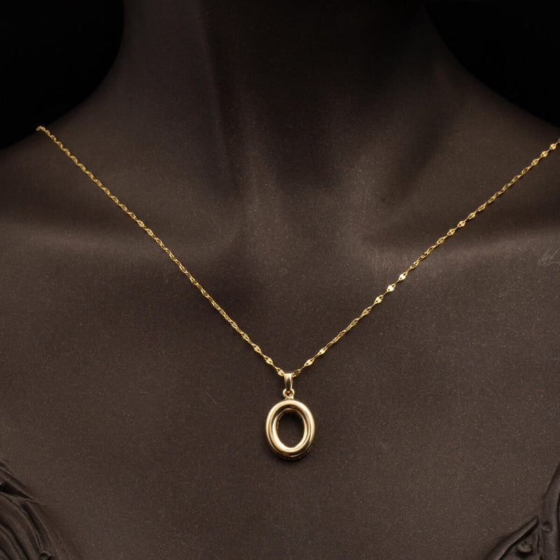 14K Yellow Gold Balloon Initial O Necklace