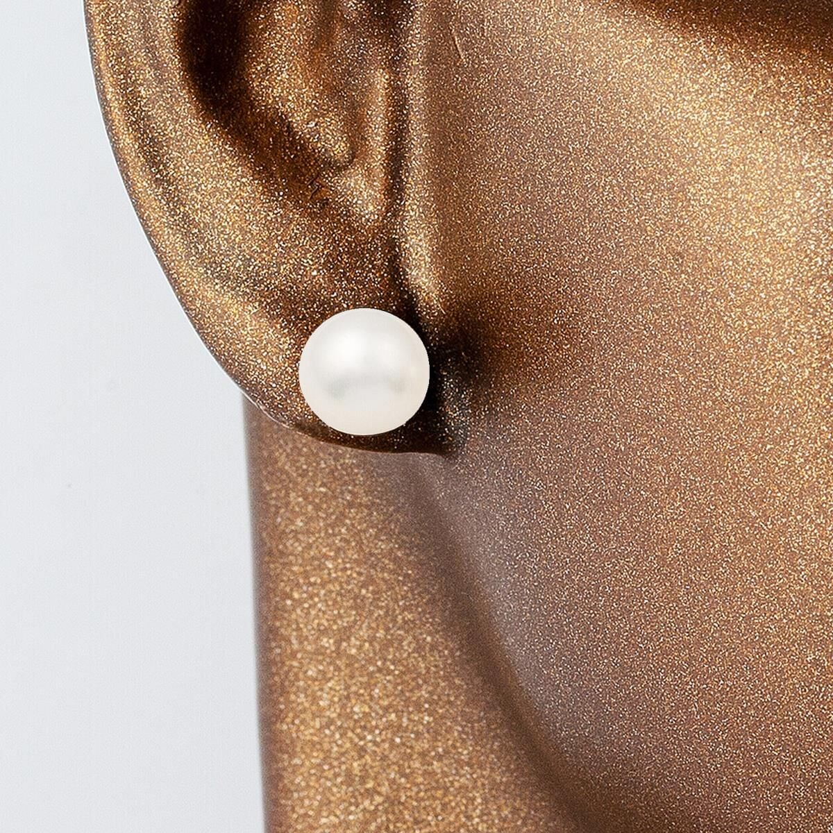 14K Yellow Gold White Flat Pearl Earrings