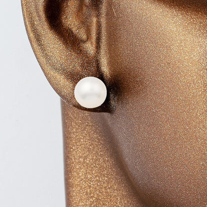14K Yellow Gold White Flat Pearl Earrings