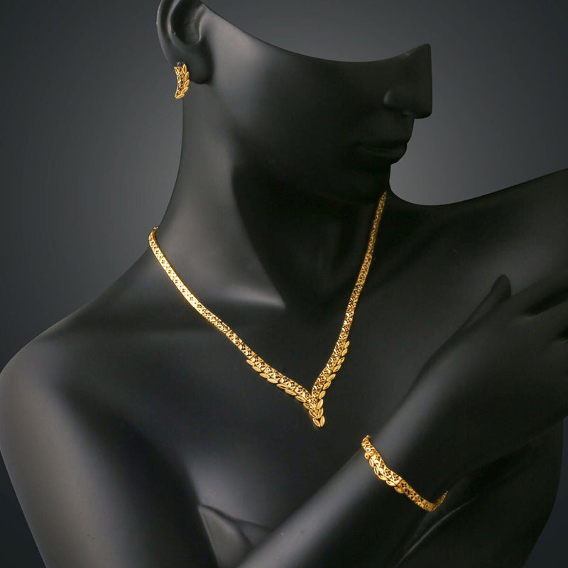 14K Yellow Gold Wheat Wedding Set